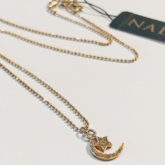 Nadri Jewelry - Nadri Crescent Moon & Star gold ball necklace 18"